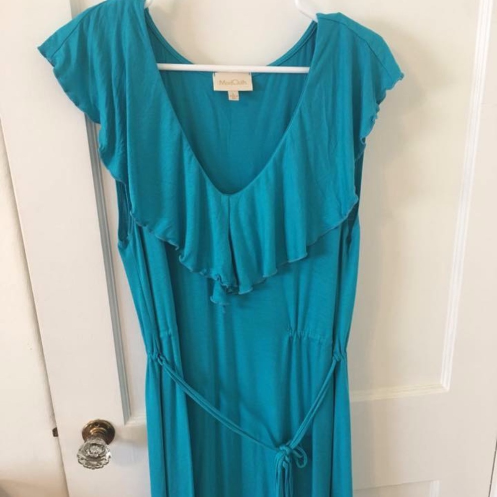 GUC Modcloth Aqua Ruffle Dress, size L